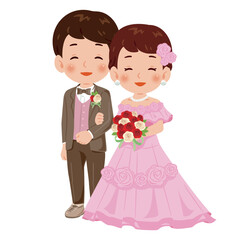 笑顔　男性とピンクのドレスの女性