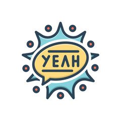 Color illustration icon for yeah 