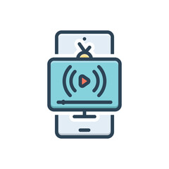 Color illustration icon for stream 