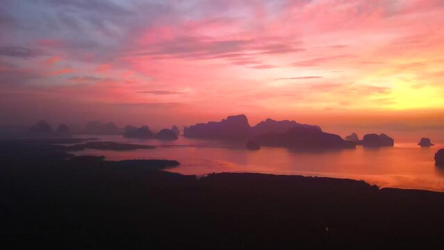 Amazing nature view sunrise sky background, smed-nang she Phang nga Thailand