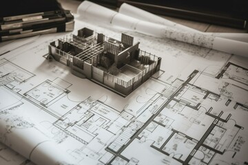 Architectural plans for home construction. Generative AI