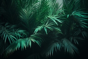 Modern design with green botanical frame of palms for copy space. Generative AI
