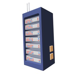 Fototapeta premium Data network server in cabinet. Diagnostic test in computer room technology