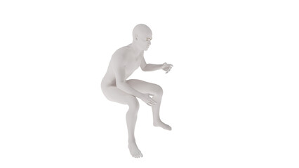 White plastic High resolution conceptual human 3D anatomy body 3d illustration isolated 