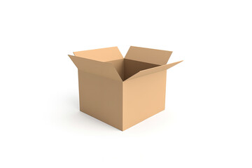 Cardboard box with opened cover isolated on white background. Created with Generative AI Technology