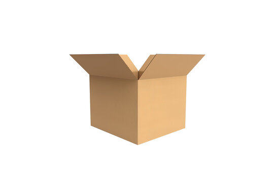 Cardboard box with opened cover isolated on white background. Created with Generative AI Technology