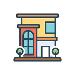 Color illustration icon for house 