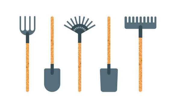 Set of various items for the garden. Gardening and horticulture tools. Flat design on white background. Vector illustration.