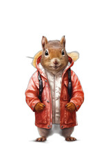 Obraz premium a squirrel wearing streetwear isolated on a transparent background, generative ai