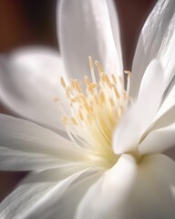 A close-up photo of a white magnolia stellata flower has been produced. (Generative AI)