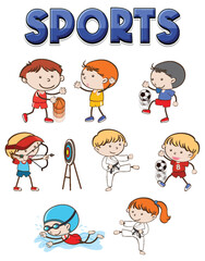 Sports text design with kids character