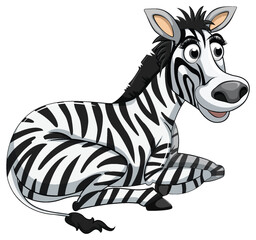 Fototapeta na wymiar A Zebra in a Lying Position Cartoon Character