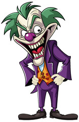 Creepy joker cartoon character - obrazy, fototapety, plakaty