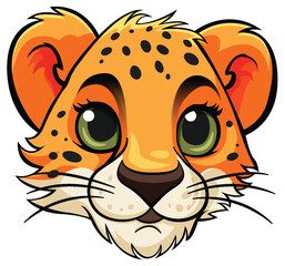 Baby Cheetah Face In Cartoon Style