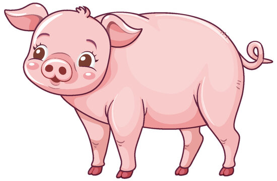Adorable Piggy in Cartoon Character Style