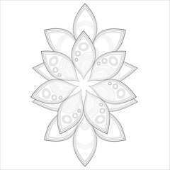 Decorative Doodle flowers in black and white for coloringbook, cover, background, wedding invitation card. Hand drawn sketch for adult anti stress coloring page isolated in white background.-vector