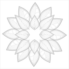 Decorative Doodle flowers in black and white for coloringbook, cover, background, wedding invitation card. Hand drawn sketch for adult anti stress coloring page isolated in white background.-vector