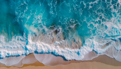 Ocean water waves from an aerial top down view