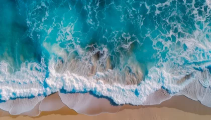 Fototapeten Ocean water waves from an aerial top down view © Ian Miller