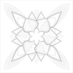 Decorative Doodle flowers in black and white for coloringbook, cover, background, wedding invitation card. Hand drawn sketch for adult anti stress coloring page isolated in white background.-vector