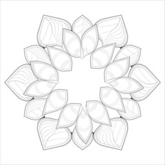 Decorative Doodle flowers in black and white for coloringbook, cover, background, wedding invitation card. Hand drawn sketch for adult anti stress coloring page isolated in white background.-vector