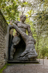 Hercules slaying Cacus in the park of monsters in Bomarzo, Viterbo, Italy