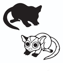 Cuscus silhouettes and icons. Black flat color simple elegant Cuscus animal vector and illustration.