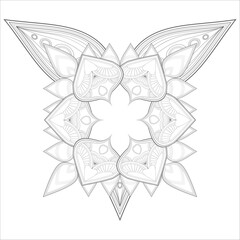 Colouring page of beautiful flowers for adults and kids in monochrome colour with white background