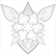 Colouring page of beautiful flowers for adults and kids in monochrome colour with white background