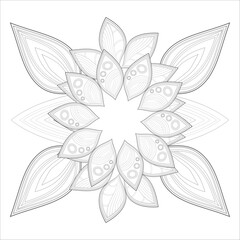 Colouring page of beautiful flowers for adults and kids in monochrome colour with white background