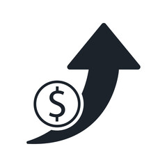 Increase profit icon design with dollar sign. Profit growing icon