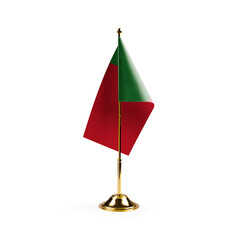 Small national flag of the Portugal on a white background