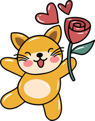 Cat Cartoon for Valentines Day