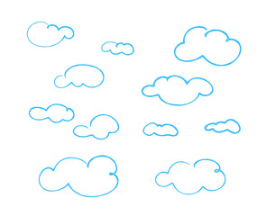 
It is a cloud line drawing drawn with a sky blue watercolor.