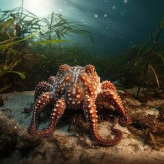 Octopus in natural habitat (generative AI)