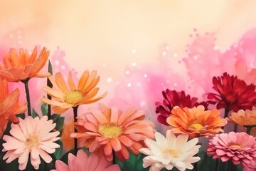 A colorful watercolor Mother's Day banner with space for text and flowers mockup in May. (Generative AI)