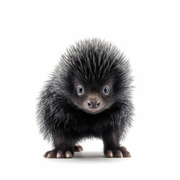 Baby Porcupine isolated on white (generative AI)