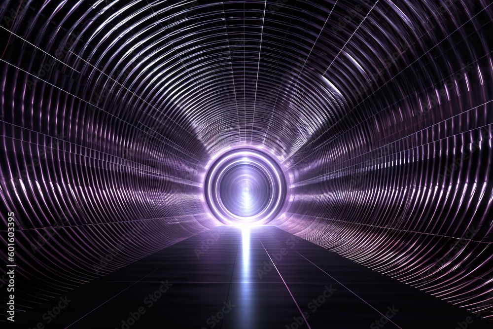 Wall mural empty tunnel with abstract construction structure. display background. generative ai