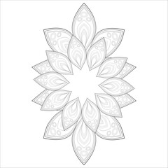Decorative Doodle flowers in black and white for coloring page, cover, wedding invitation, greeting card, wall art and wallpaper. Hand drawn sketch for adult anti stress coloring page.-vector 