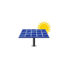 Solar panel and sun vector graphics
