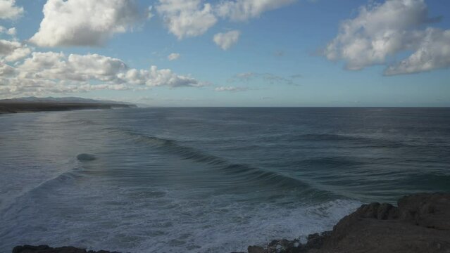 Waves and spectacular rocky coastline from El Cotillo, El Cotillo