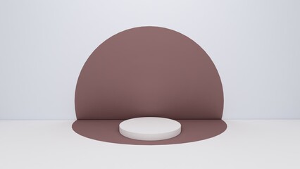 Empty podium or pedestal display on white bakcground with box stand concept 3D illustration 3D rendering