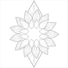 Coloring Page. Hand Drawn Sketch for Adult Anti Stress, Fun and Relaxation. Abstract Flowers in Black Isolated on White Background.-vector