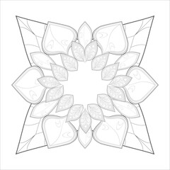 Coloring Page. Hand Drawn Sketch for Adult Anti Stress, Fun and Relaxation. Abstract Flowers in Black Isolated on White Background.-vector
