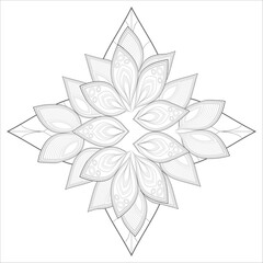 Coloring Page. Hand Drawn Sketch for Adult Anti Stress, Fun and Relaxation. Abstract Flowers in Black Isolated on White Background.-vector