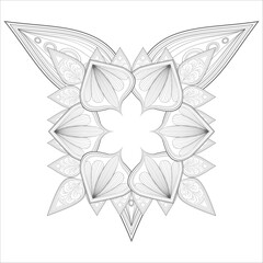 Coloring Page. Hand Drawn Sketch for Adult Anti Stress, Fun and Relaxation. Abstract Flowers in Black Isolated on White Background.-vector