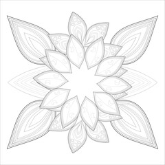 Coloring Page. Hand Drawn Sketch for Adult Anti Stress, Fun and Relaxation. Abstract Flowers in Black Isolated on White Background.-vector