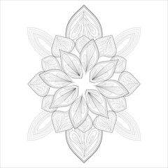 Coloring Page. Hand Drawn Sketch for Adult Anti Stress, Fun and Relaxation. Abstract Flowers in Black Isolated on White Background.-vector