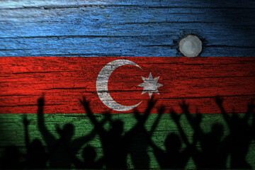 azerbaijan flag and its peoples shadow.