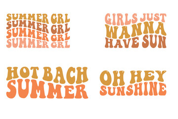 Fototapeta na wymiar Summer Gil, Girls just wanna have sun, hot beach summer, oh hey sunshine Wavy SVG Bundle T-shirt designs